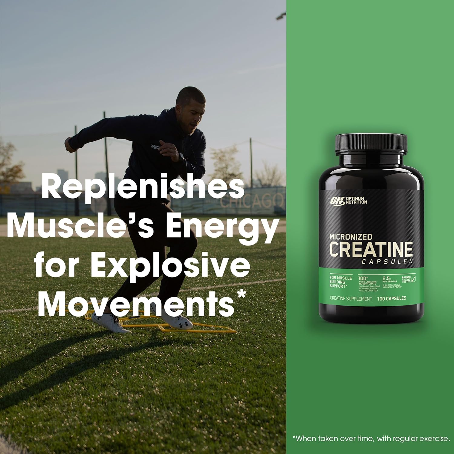 Optimum Nutrition Micronized Creatine Monohydrate Capsules - 2500mg, 100 Capsules - Keto Friendly Formula