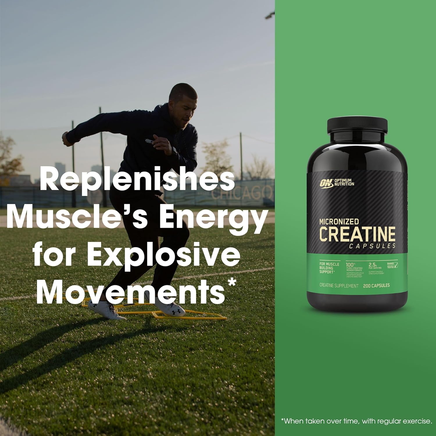 Optimum Nutrition Micronized Creatine Monohydrate Capsules - Keto Friendly, 2500mg, 200 Capsules