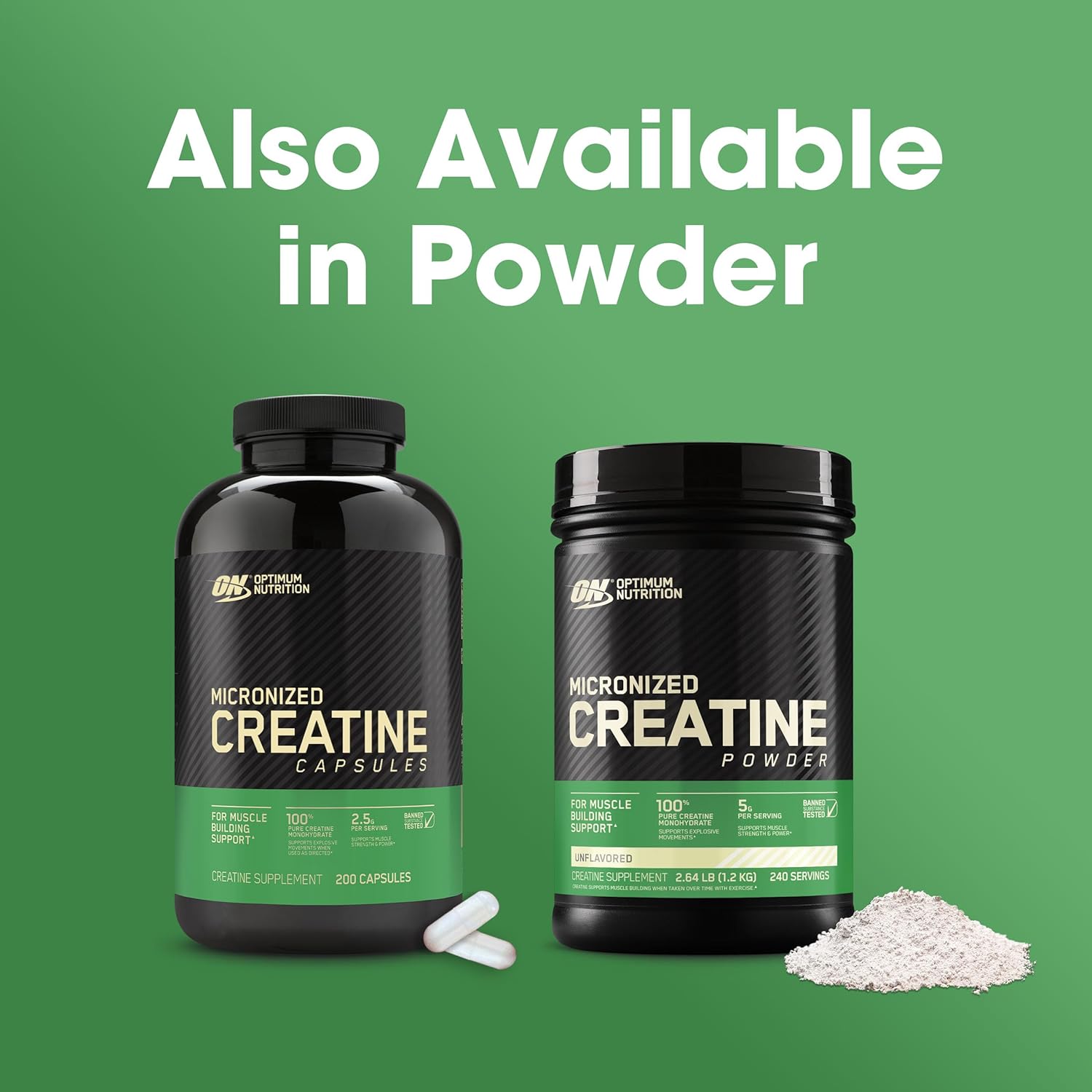 Optimum Nutrition Micronized Creatine Monohydrate Capsules - 2500mg, 300 Capsules, Keto-Friendly