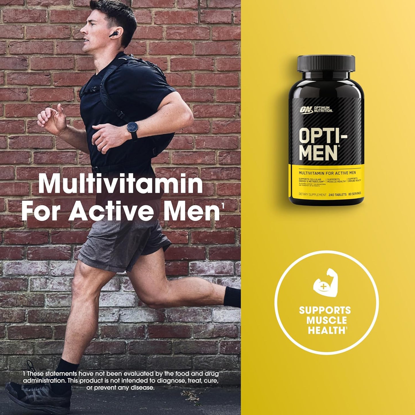 Optimum Nutrition Opti-Men Daily Multivitamin for Men - Immune Support with Amino Acids, 80 Day Supply, 240 Count