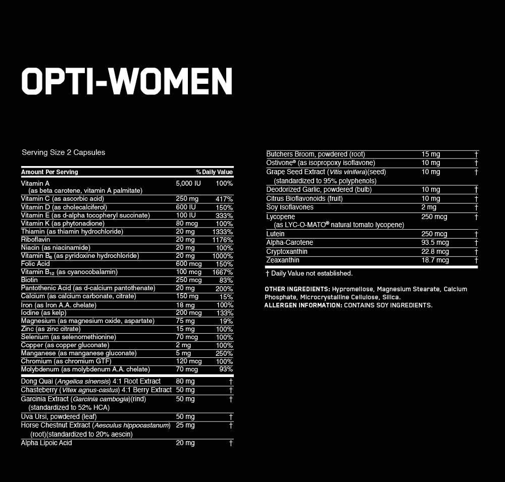 Optimum Nutrition Opti-Women Multivitamin Capsules, 120 Count Female Women's Formula