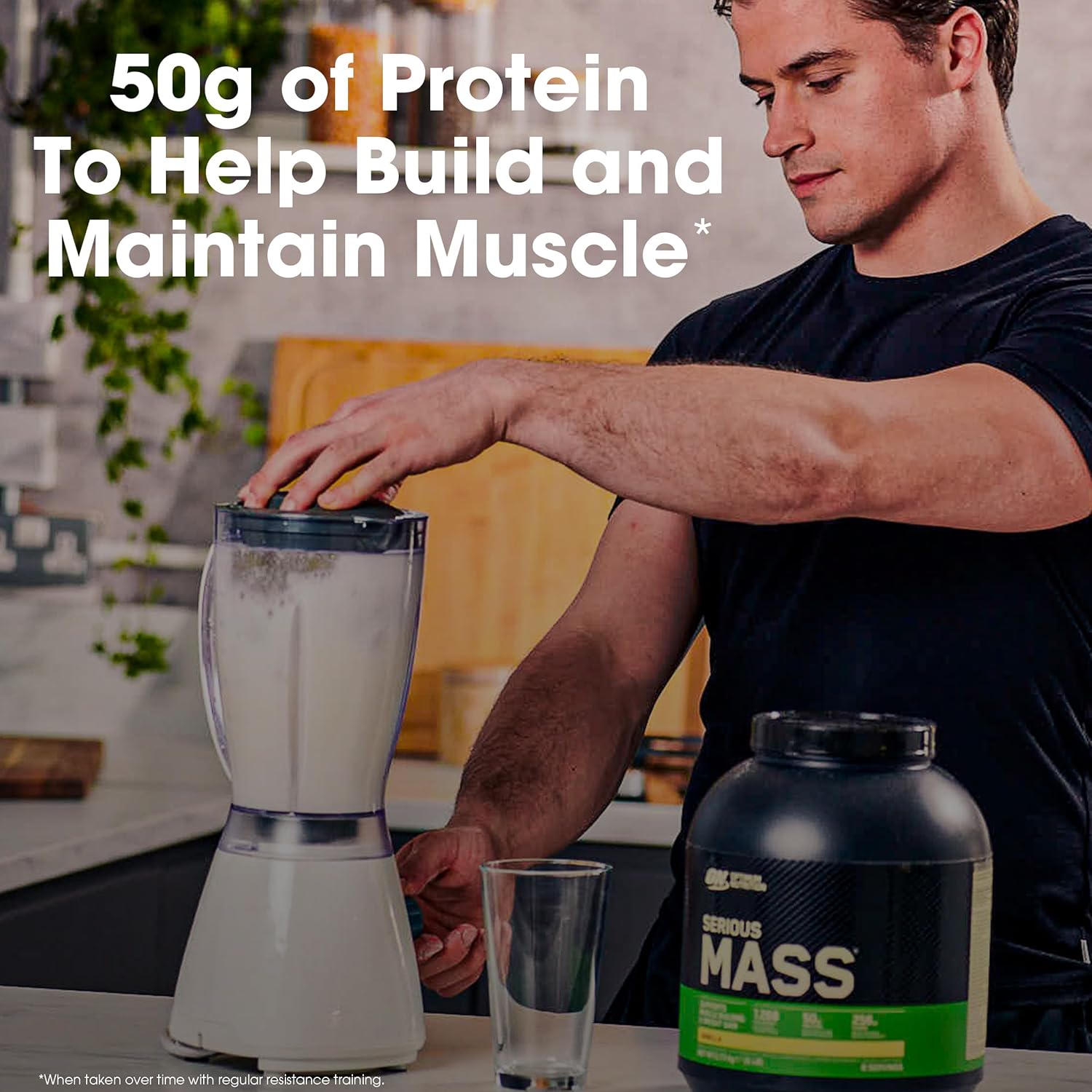 Optimum Nutrition Serious Mass Vanilla Protein Powder with Immune Support - 6 Pound Pack
