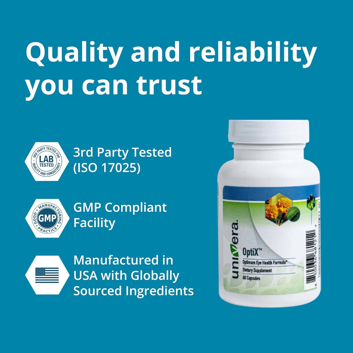 OptiX Eye Vitamins with Lutein, Zeaxanthin, Vitamin C, Zinc, Beta Carotene, Bilberry, Selenium - Supports Healthy Eyes, 30 Day Supply