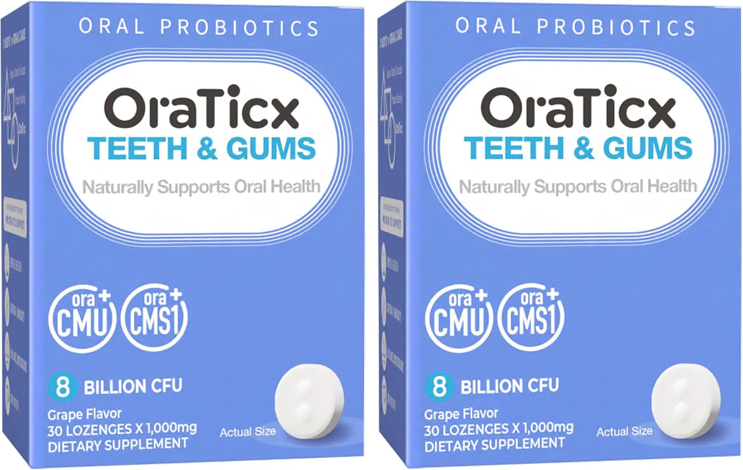 Oral Health Probiotic Lozenges 2-Pack, Grape Flavored with 8 Billion CFU - Supports Teeth, Gums, and Immunity - Natural Oral Health Supplement