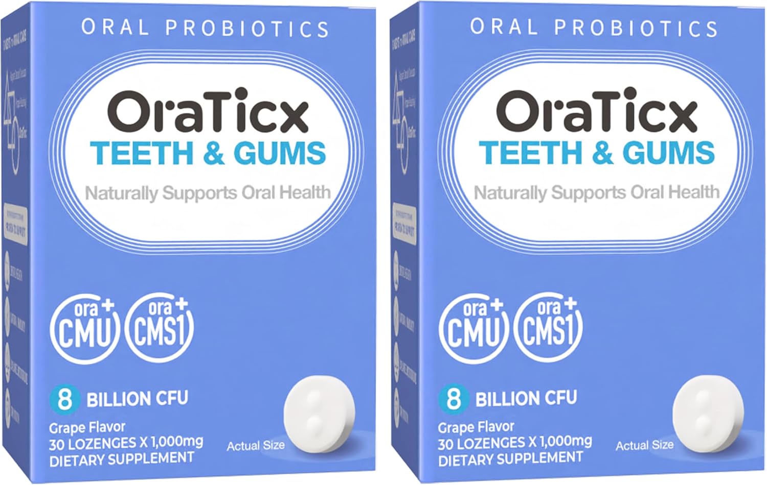 Oral Health Probiotic Lozenges 2-Pack, Grape Flavored with 8 Billion CFU - Supports Teeth, Gums, and Immunity - Natural Oral Health Supplement