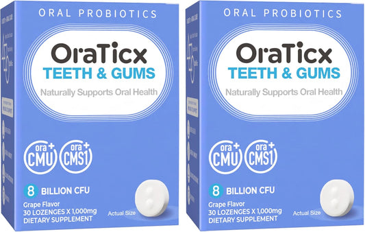 Oral Health Probiotic Lozenges 2-Pack, Grape Flavored with 8 Billion CFU - Supports Teeth, Gums, and Immunity - Natural Oral Health Supplement