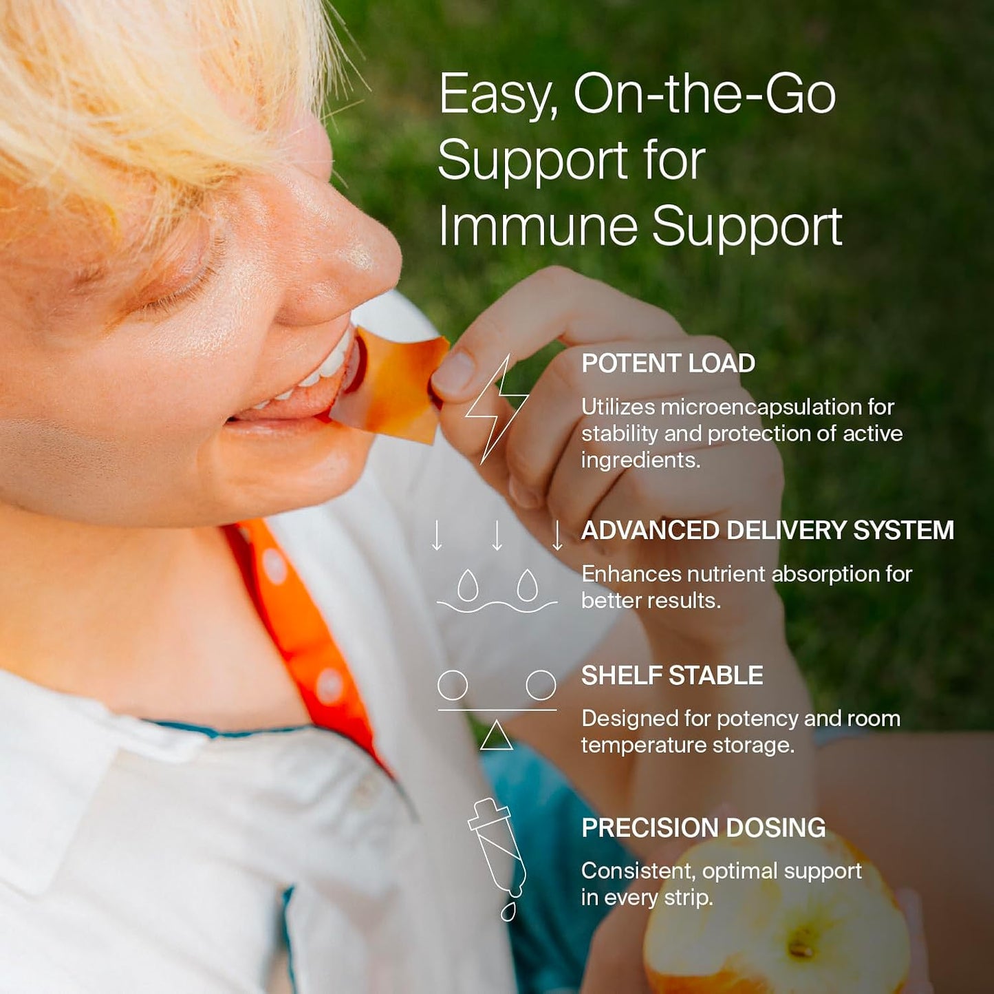 Oral Supplement Strips for Immune Support with Vitamin C, Vitamin D, Zinc, and Elderberry - 30 ct