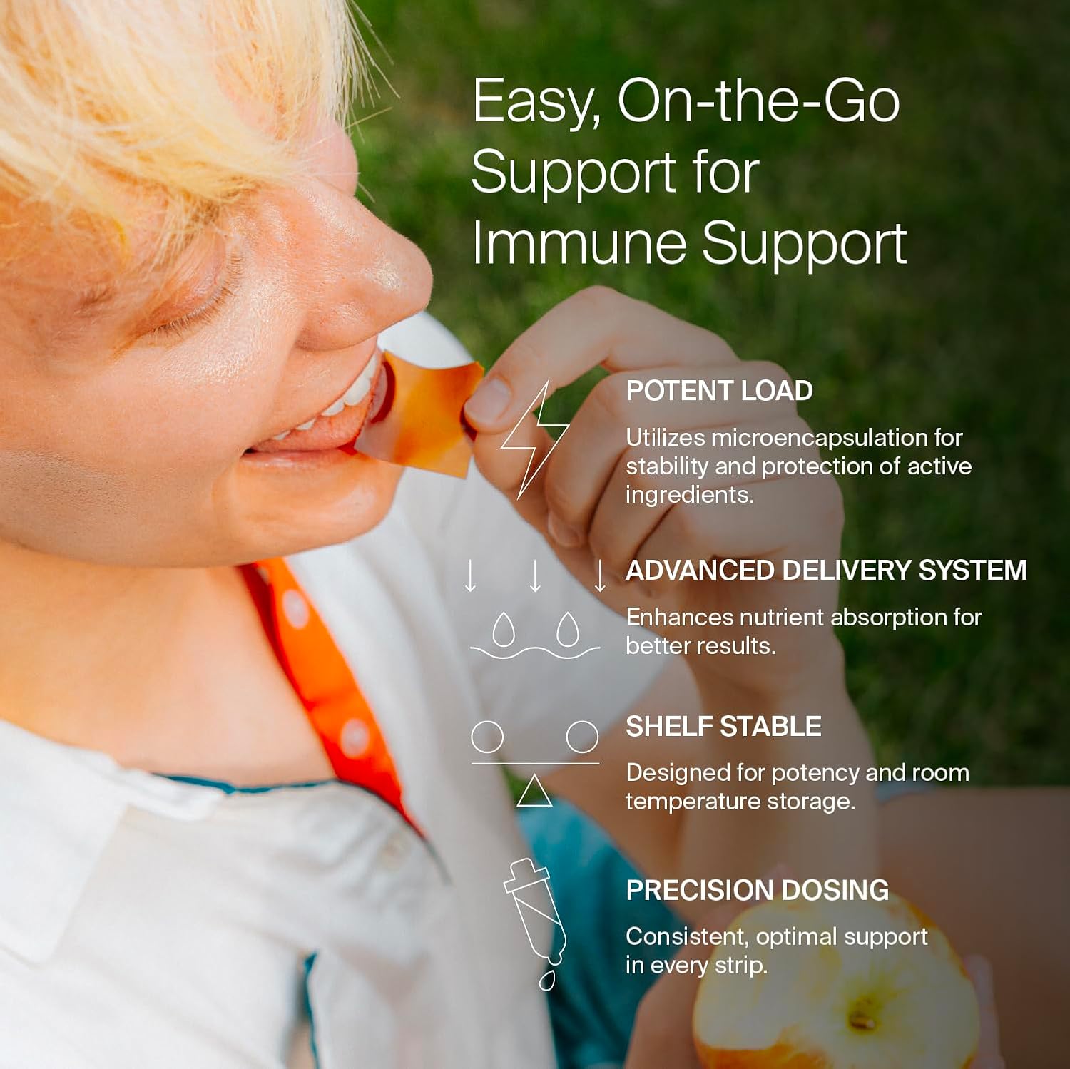 Oral Supplement Strips for Immune Support with Vitamin C, Vitamin D, Zinc, and Elderberry - 30 ct