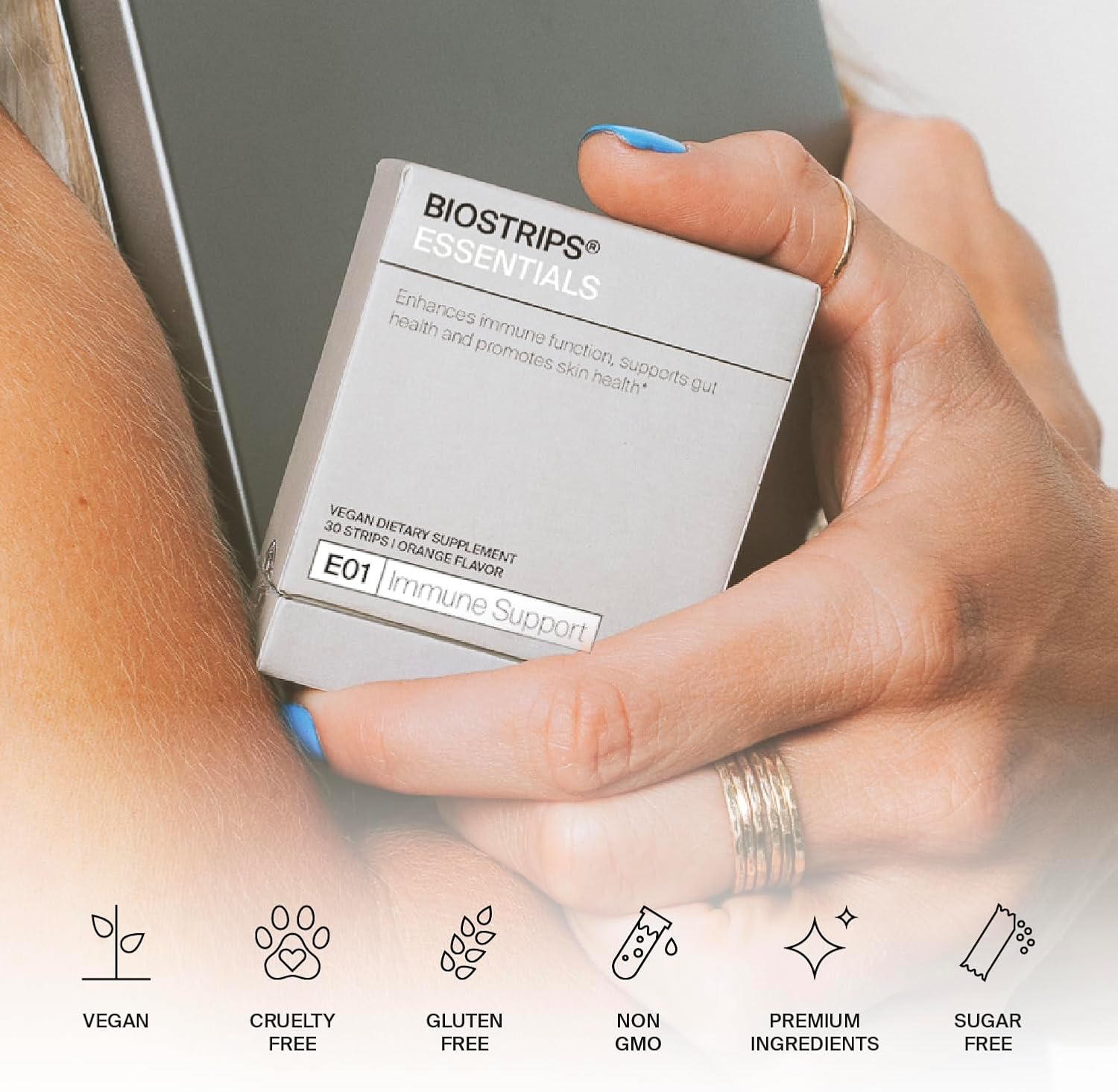 Oral Supplement Strips for Immune Support with Vitamin C, Vitamin D, Zinc, and Elderberry - 30 ct