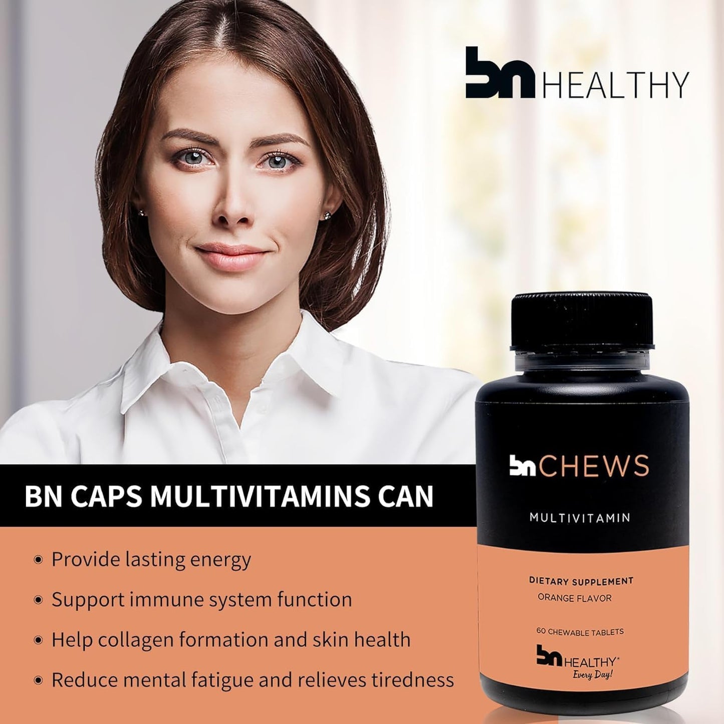 Orange Chewable Bariatric Multivitamin with Iron - 27 Essential Vitamins for Men & Women - Gluten Free - Easy to Digest - 60 Tablets