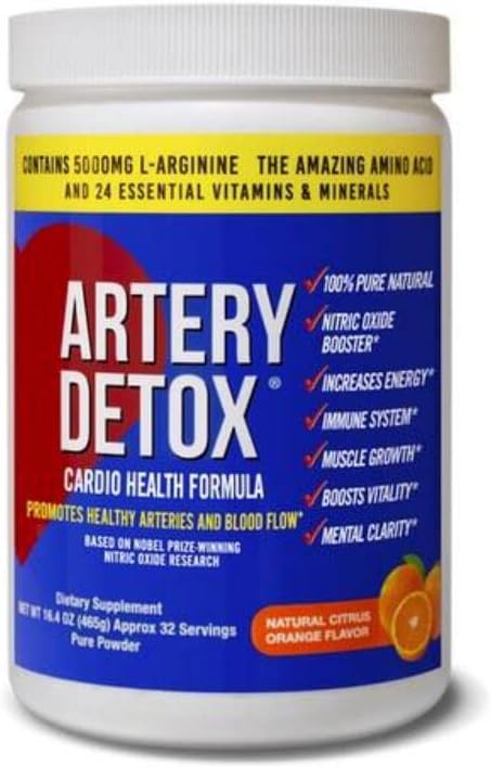 Orange Flavor Artery Detox Supplement - Natural Heart Health Support for Arterial Cleanse and Circulation Boost