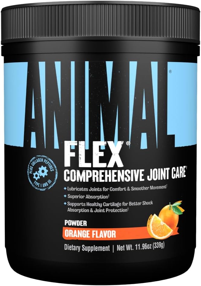 Orange Flavored Animal Flex Powder - Joint Support Supplement with Turmeric, Glucosamine, Chondroitin, MSM, Collagen, and Boswellia, 30 Scoops for Pain Relief and Muscle Repair