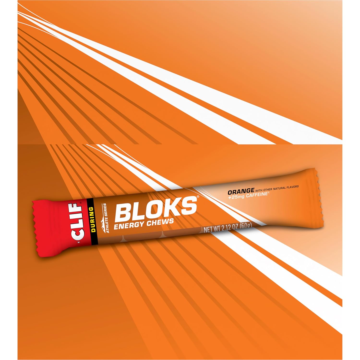 Orange Flavored CLIF BLOKS with Caffeine - Energy Chews for Cycling and Running - Non-GMO, Plant Based - Fast Fuel for Endurance - 2.12 oz. (18 Count)