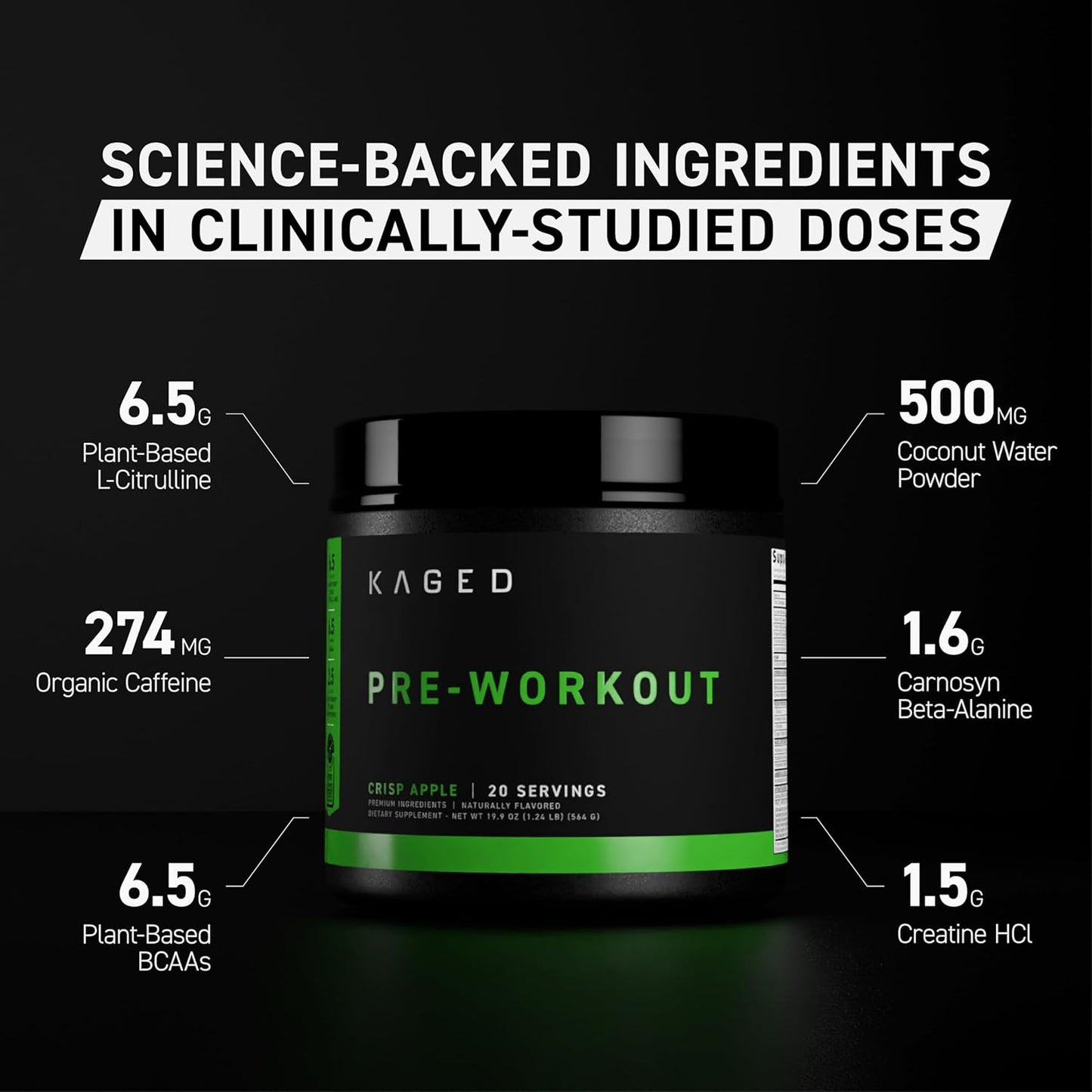 Orange Krush Pre-Kaged Pre Workout Powder | Formulated with Creatine, Beta Alanine, and Pure Caffeine | 20 Servings
