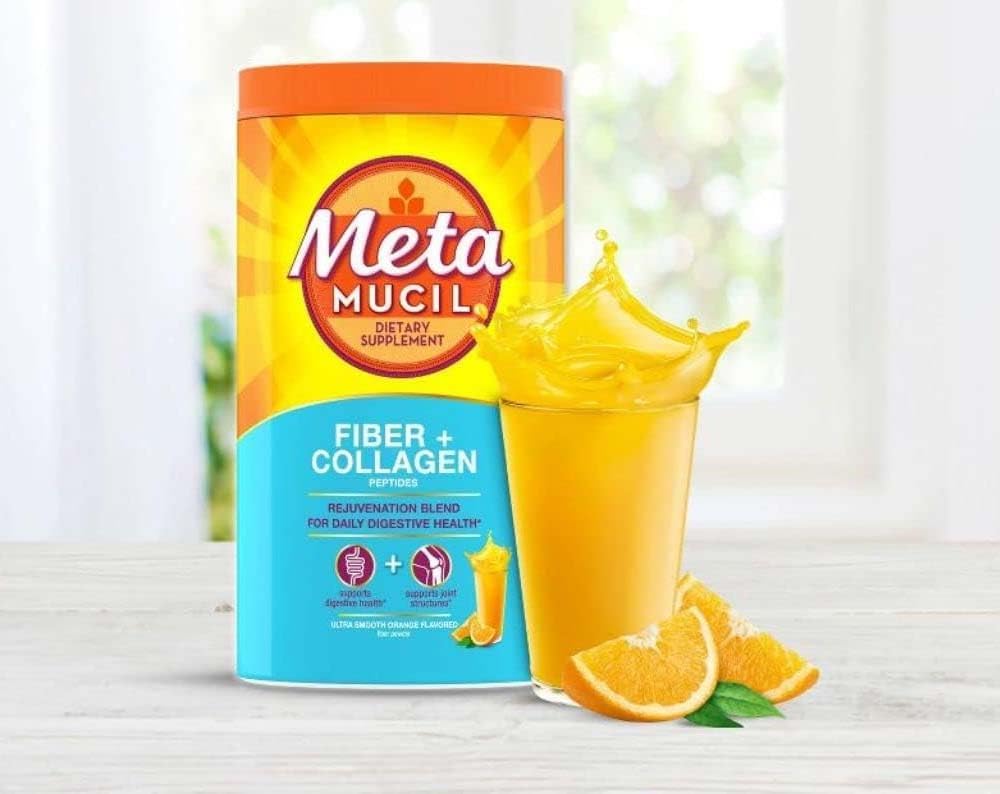 Orange Metamucil Fiber + Collagen Peptides Powder - 19.9oz - Natural Fiber Supplement