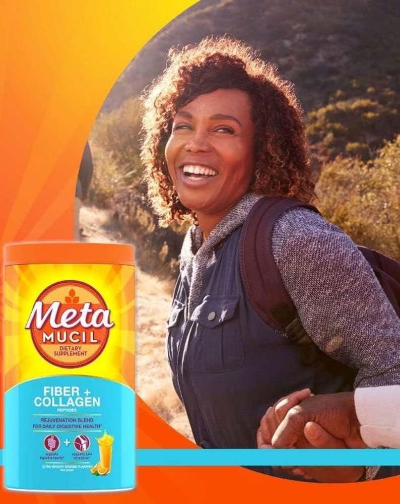 Orange Metamucil Fiber + Collagen Peptides Powder - 19.9oz - Natural Fiber Supplement