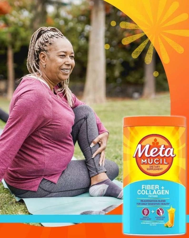 Orange Metamucil Fiber + Collagen Peptides Powder - 19.9oz - Natural Fiber Supplement