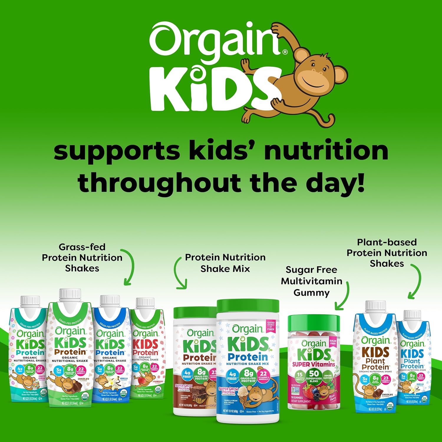 Orgain Organic Kids Chocolate Protein Shake, Healthy Snacks with Dairy Protein, Fiber, Vitamins & Minerals, Soy-Free, Gluten-Free, Non-GMO - 8.25 Fl Oz (Pack of 12)