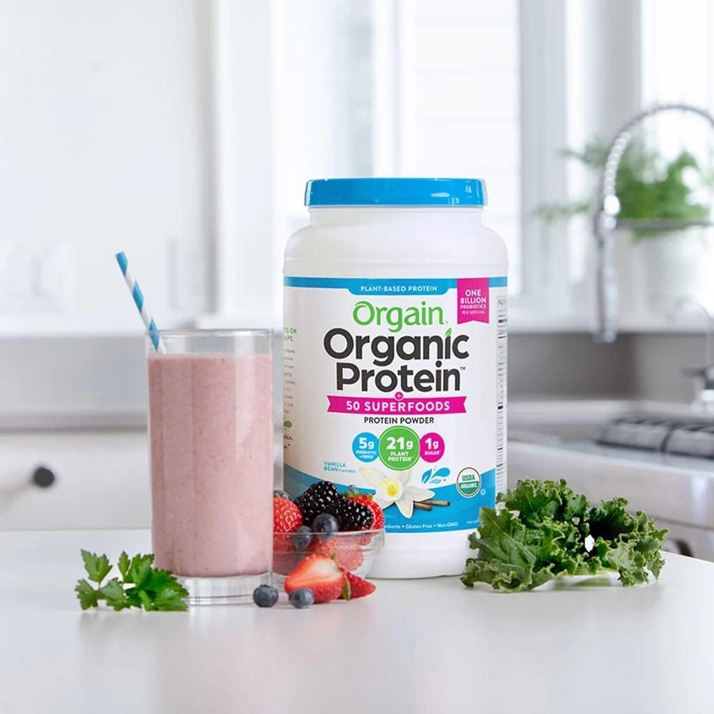 Orgain Organic Vanilla Bean Plant Based Protein Powder - Vegan, Non-GMO, Gluten Free - 2.74 Pound Container