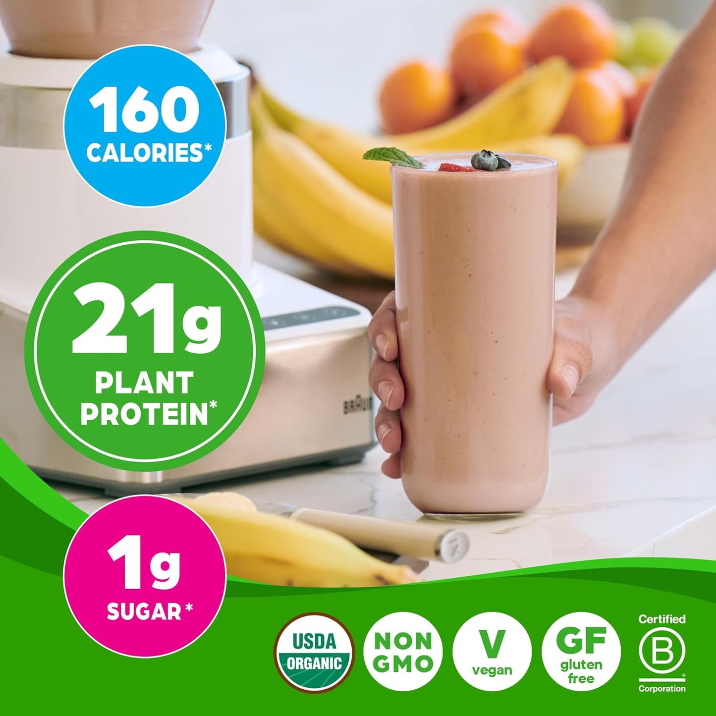 Orgain Organic Vegan Protein Powder with 50 Superfoods - Creamy Chocolate Fudge, 21g Plant Based Protein, 10g Prebiotic Fiber, Non-GMO - 2.02 lb Pack