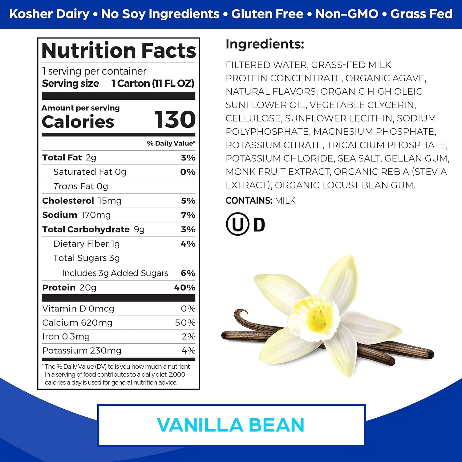Orgain Protein Shake Variety Pack, Grass-Fed Vanilla Bean & Organic Strawberries & Cream (24 Pack)