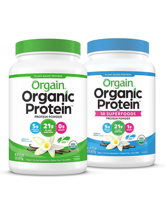 Orgain Vanilla Bean Organic Vegan Protein Powder with Superfoods - Gluten Free Plant Based Protein Blend