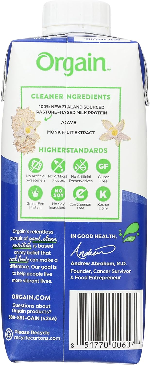 Orgain Vanilla Bean Whey Protein Shake - 11 oz Bottle