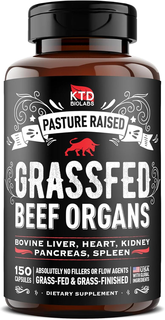 Organ Complex Supplement 3000mg - Grass Fed Beef Liver, Heart, Kidney, Pancreas, Spleen - Whole Body Wellness Support - Energy, Immune & Digestive Health - 150 Capsules