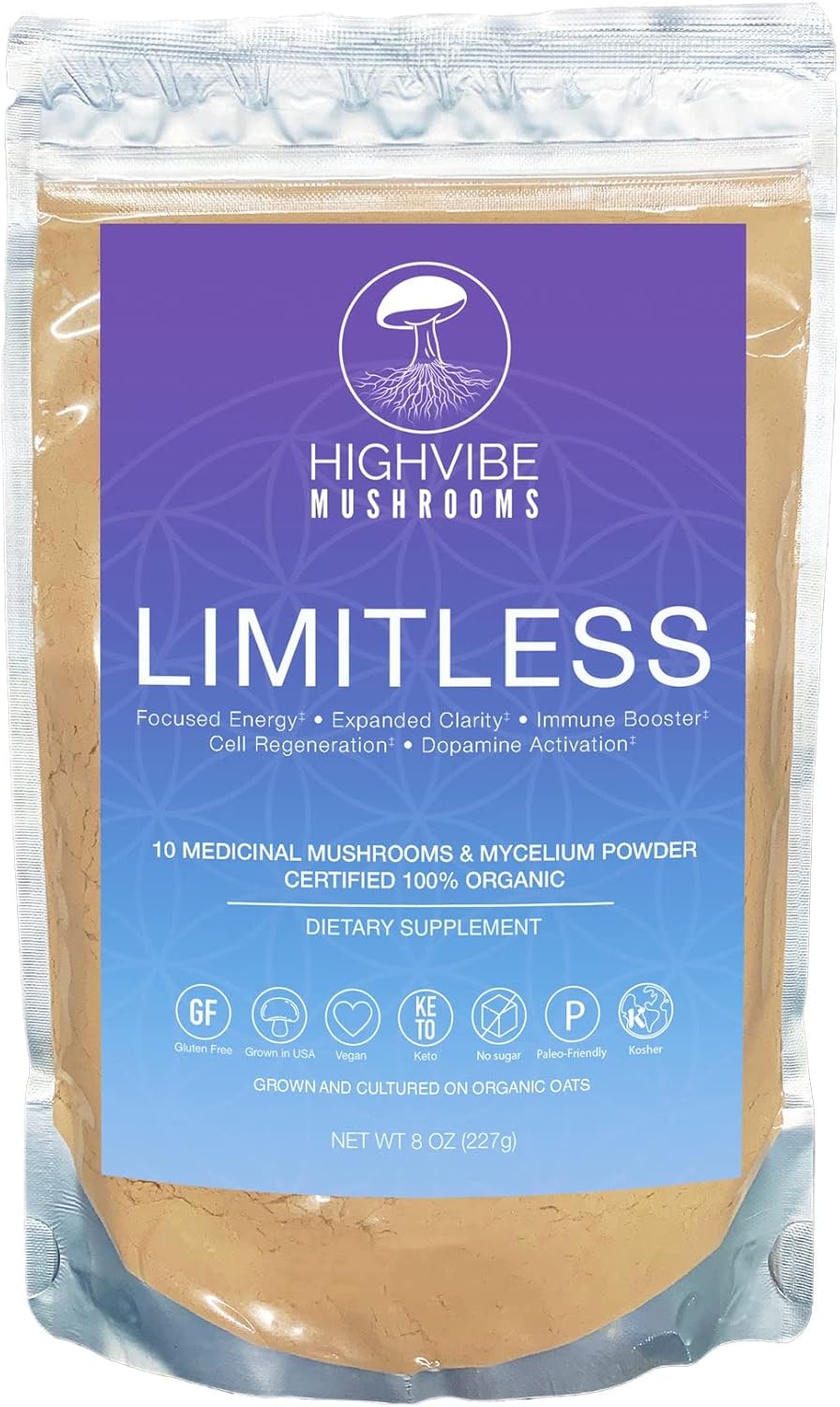 Organic 10-in-1 Mushroom Powder Blend for Focused Energy and Immunity - Vegan & Kosher