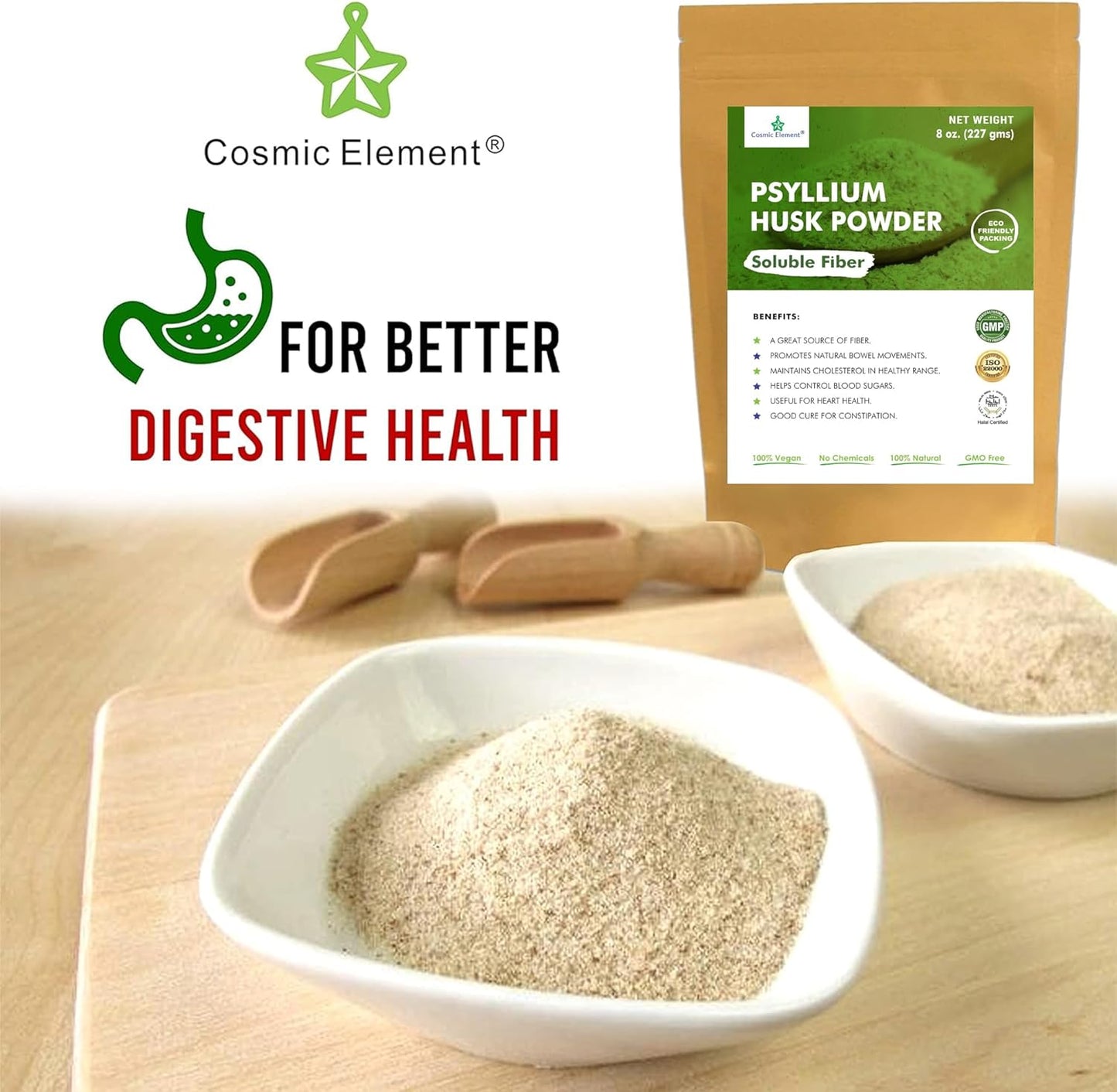 Organic 100% Pure Psyllium Husk Powder for Regularity and Keto Baking - 8 oz