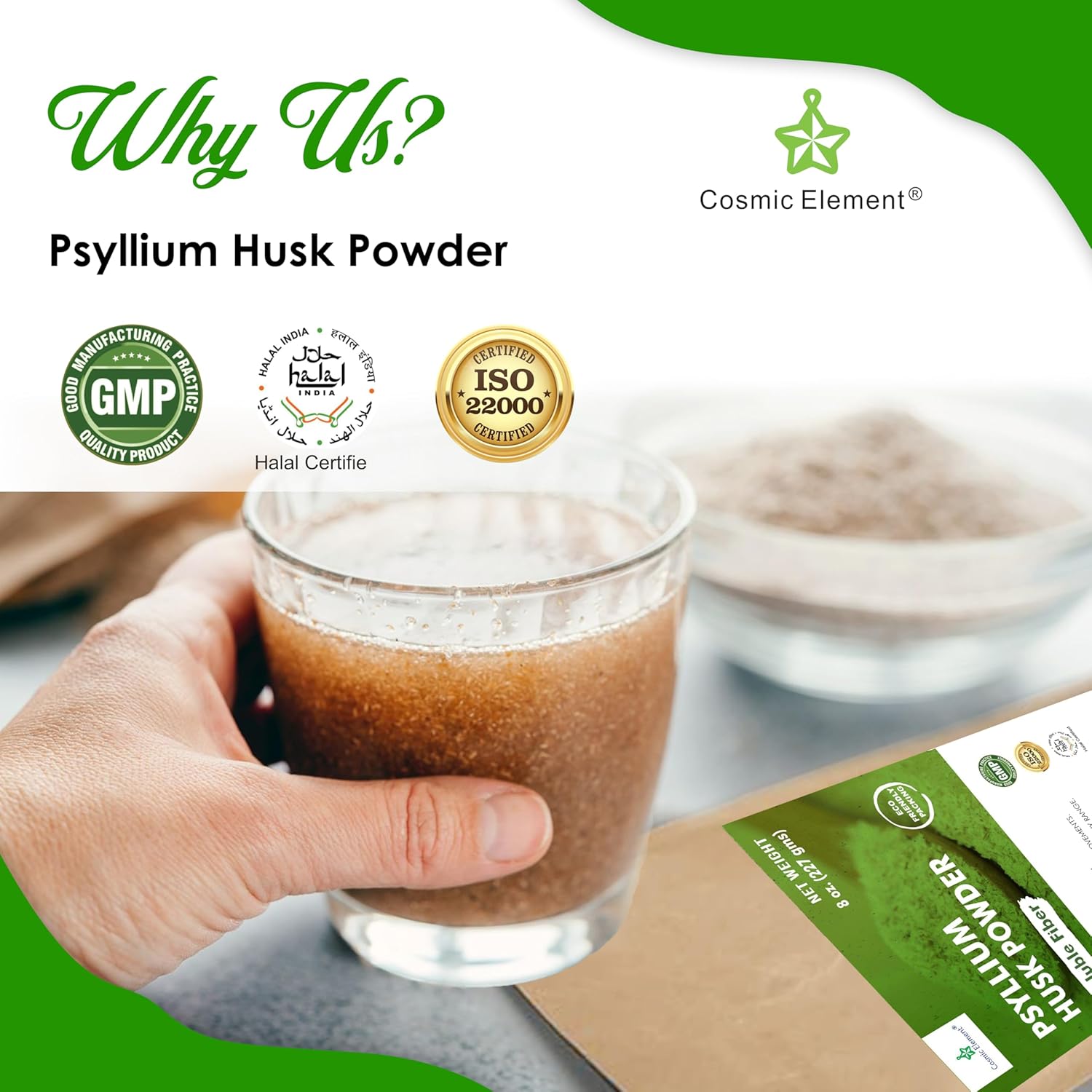 Organic 100% Pure Psyllium Husk Powder for Regularity and Keto Baking - 8 oz