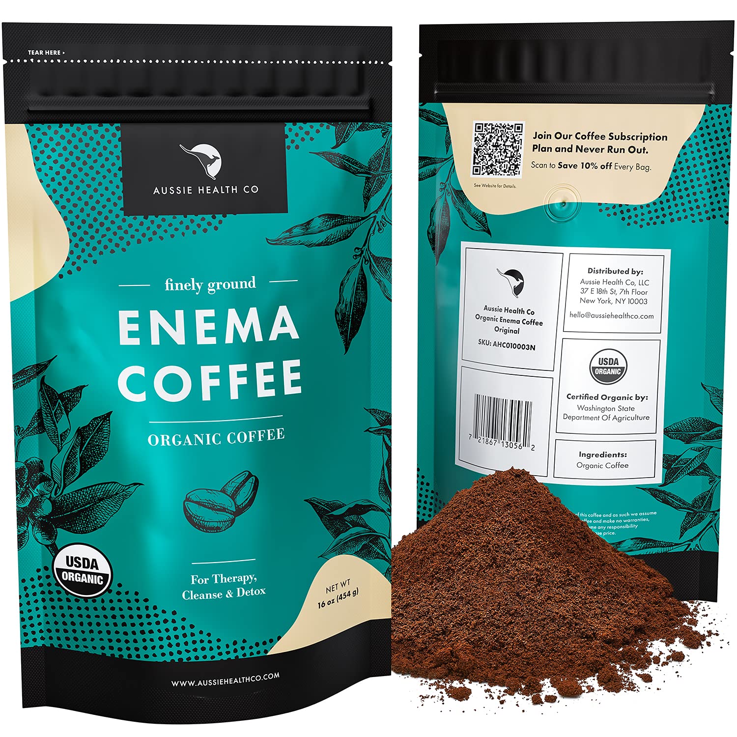 Organic 419° Roasted Enema Coffee Grounds for Cleanse and Detox - 1 lb Bag, Made in USA by Aussie Health Co