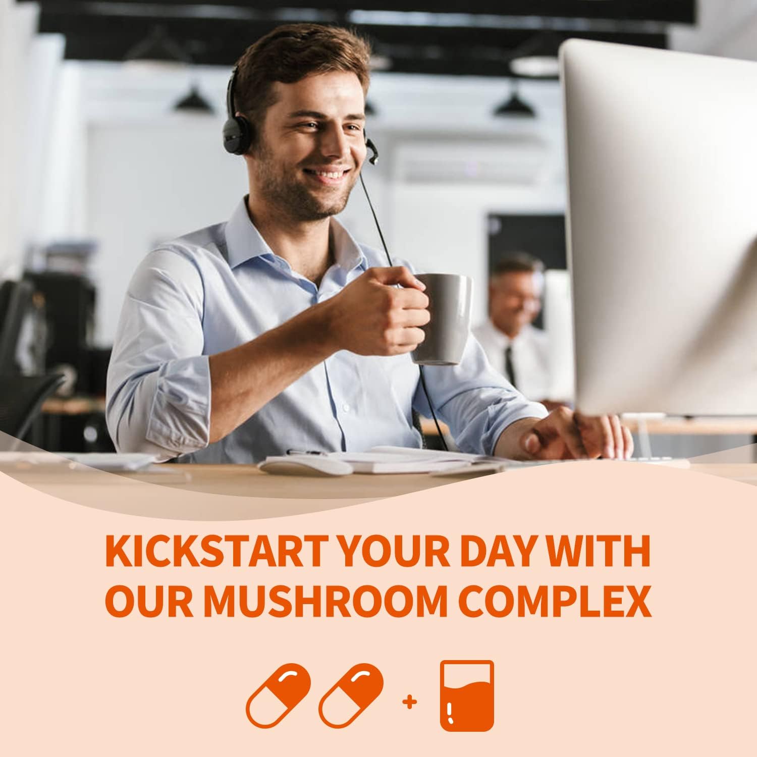 Organic 6-in-1 Mushroom Complex Supplement - 800mg Extract with Lions Mane, Reishi, Turkey Tail, Chaga, Maitake, Agaricus Blazei - 60 Capsules
