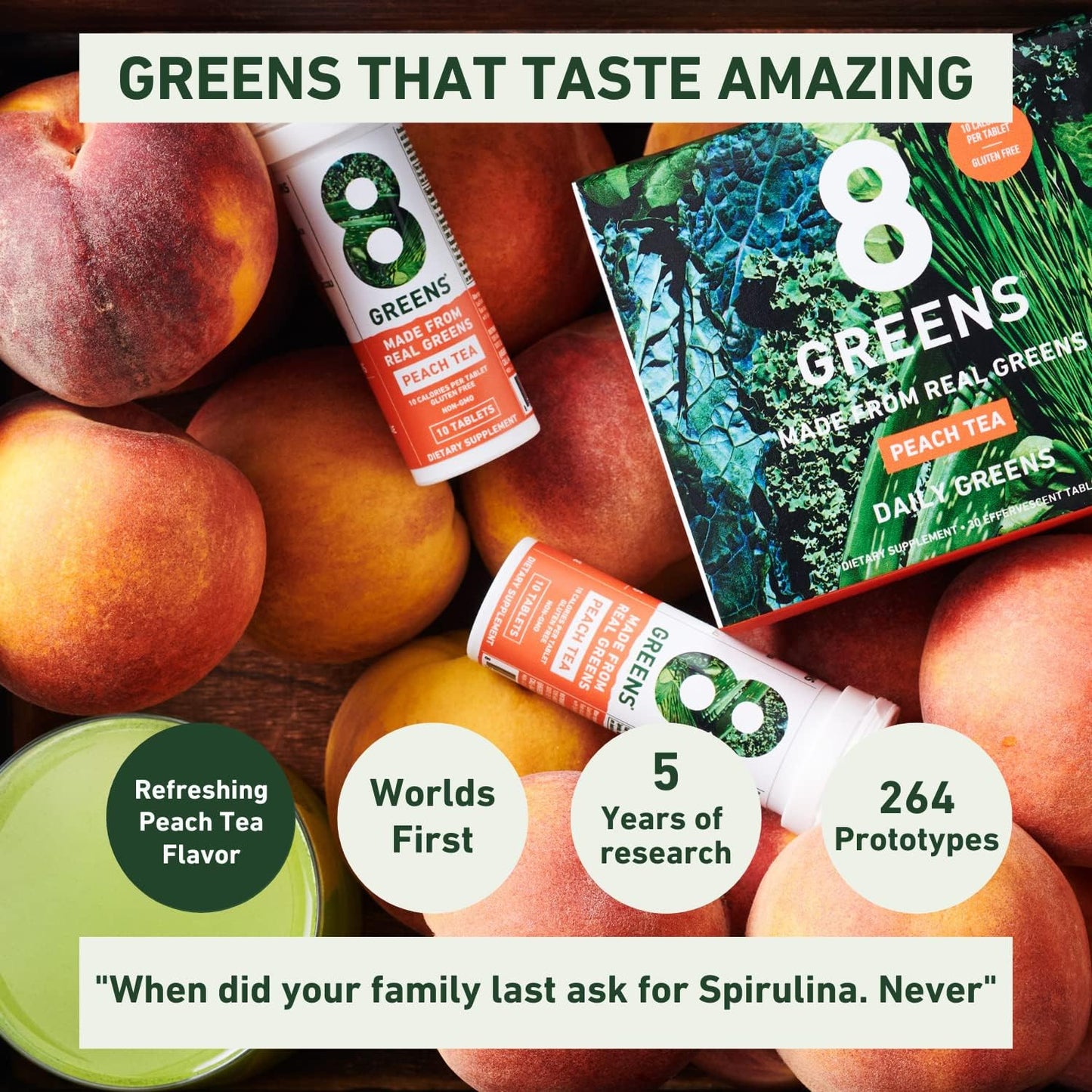 Organic 8Greens Supergreens Tablets for Daily Energy, Metabolism, Immunity & Focus - 30 Servings of Super Greens Powder Tablet with Aloe Vera, Spirulina, Chlorella