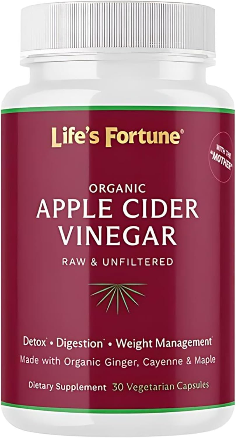 Organic ACV Apple Cider Vinegar Capsules 700mg with Mother, Ginger & Cayenne - 30 Count for Healthy Digestion