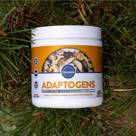 Organic Adaptogens Capsules with Ashwagandha, Maca, and Mushrooms - Vegan Supplement for Natural Energy - 40 Servings