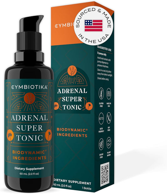 Organic Adrenal Support Liquid Supplement with Ashwagandha, Zinc, Lavender, Holy Basil - Immune Boost & Relaxation - Gluten Free, Vegan, Keto - 2 fl oz