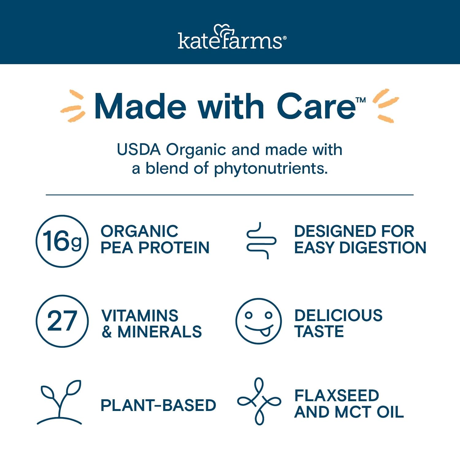 Organic Adult Peptide 1.0 Formula by KATE FARMS - Plain, Hydrolyzed Plant-Based Nutrition (12 Pack, 11 Fl oz)