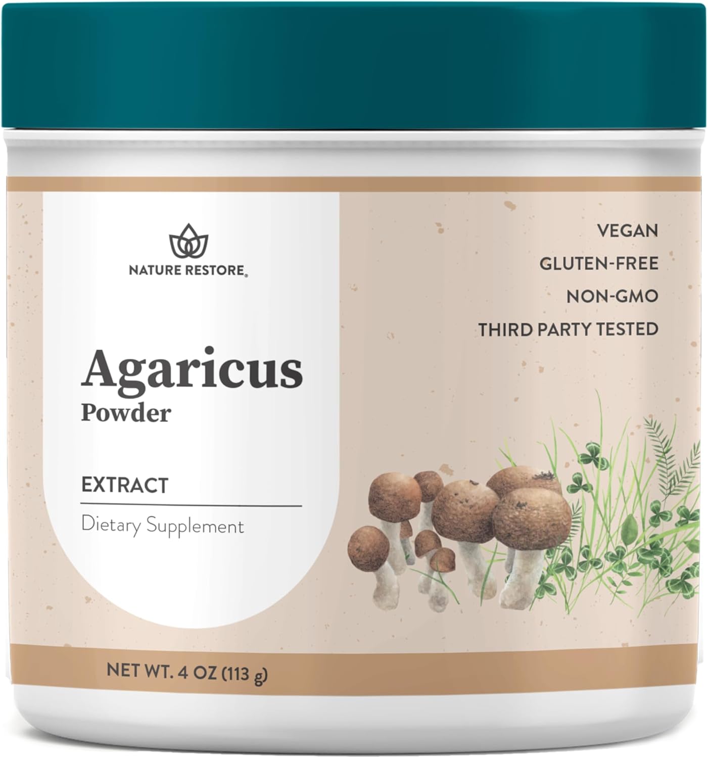 Organic Agaricus Blazei Murill Mushroom Extract Powder - 4oz, 40% Polysaccharides, Non-GMO, Gluten-Free