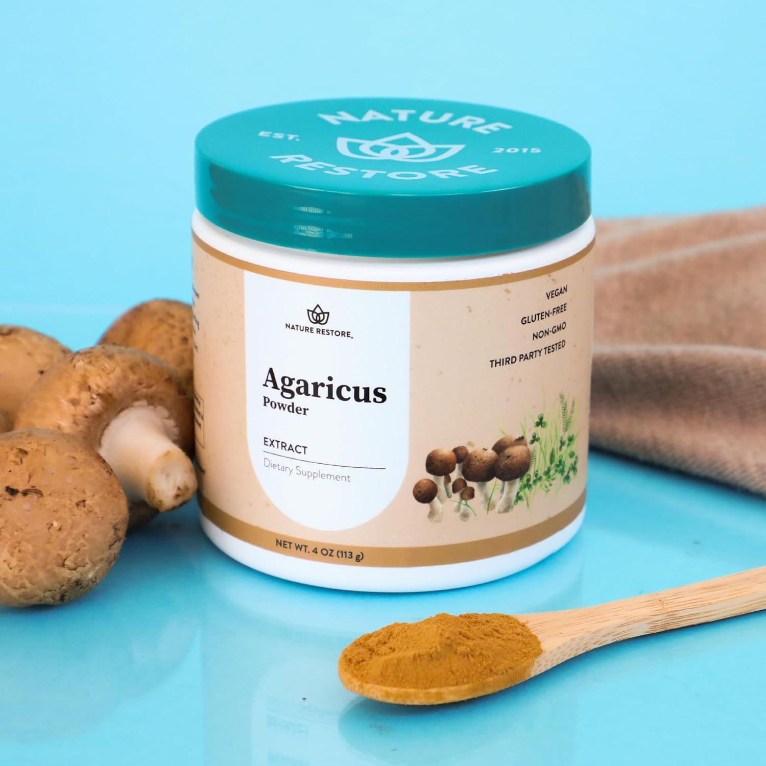 Organic Agaricus Blazei Murill Mushroom Extract Powder - 4oz, 40% Polysaccharides, Non-GMO, Gluten-Free