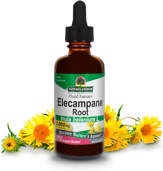 Organic Alcohol-Free Elecampane Root Herbal Supplement 2000mg - Non GMO & Kosher - Vegan - 2oz