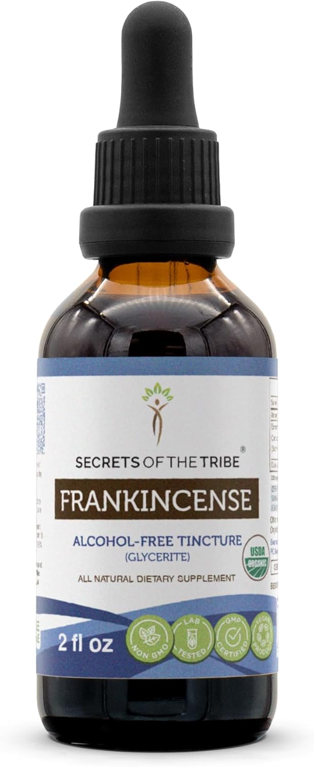 Organic Alcohol-Free Frankincense Tincture Extract 2 oz - Secrets of the Tribe Boswellia Serrata Resin