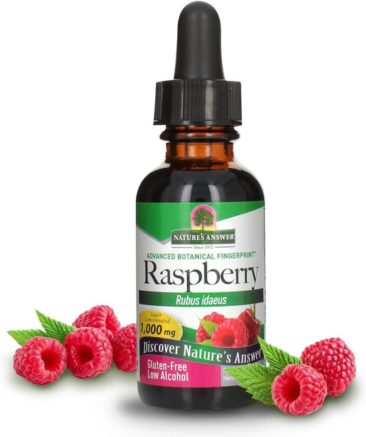 Organic Alcohol Raspberry Leaf Extract - 1oz | NonGMO, Kosher, Gluten Free | Promotes Health & Digestive Comfort