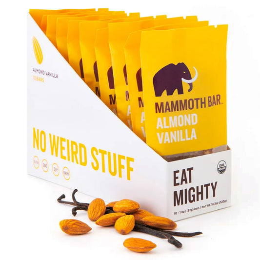 Organic Almond Vanilla Protein Bar with 10g Protein - Paleo, Gluten Free, Raw - Premium Ingredients