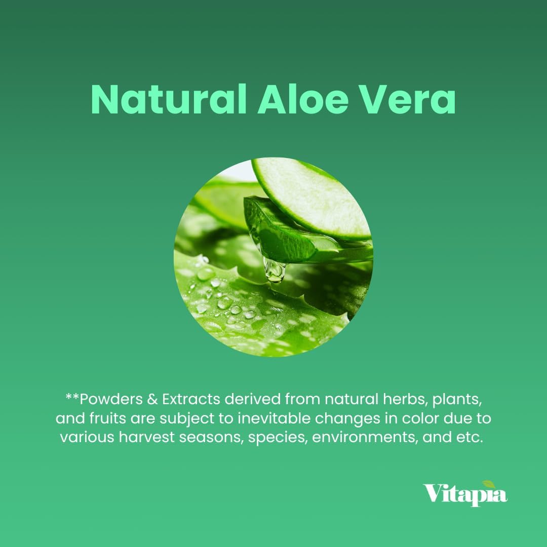 Organic Aloe Vera Capsules - 20% Aloins - Pure Inner Leaf Gel - Digestive, Gut Health, Skin, Immune - 120 Count Vegan Supplement
