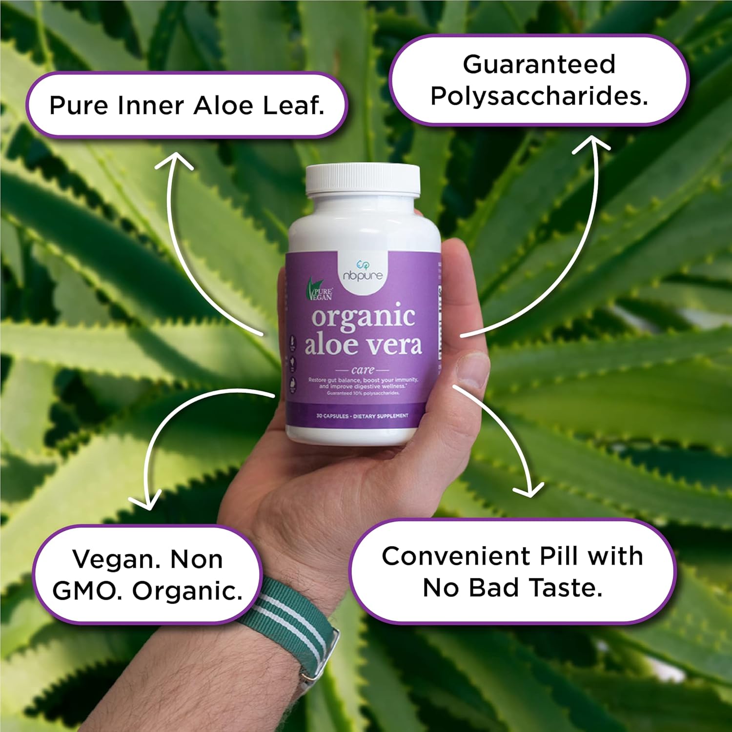 Organic Aloe Vera Capsules for Gut Balance, Immunity Support, and Digestive Wellness - 30 Vegan Capsules