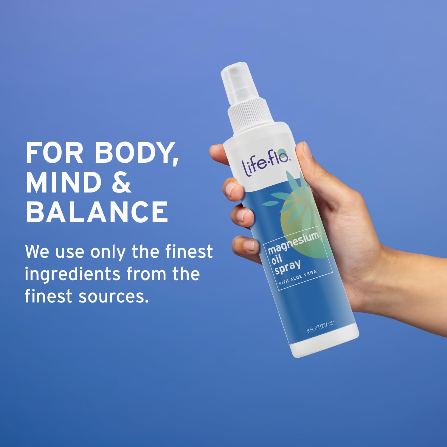 Organic Aloe Vera Magnesium Chloride Spray for Calming Muscles and Joints, Soothes Skin, 8oz Spray - 60 Day Guarantee