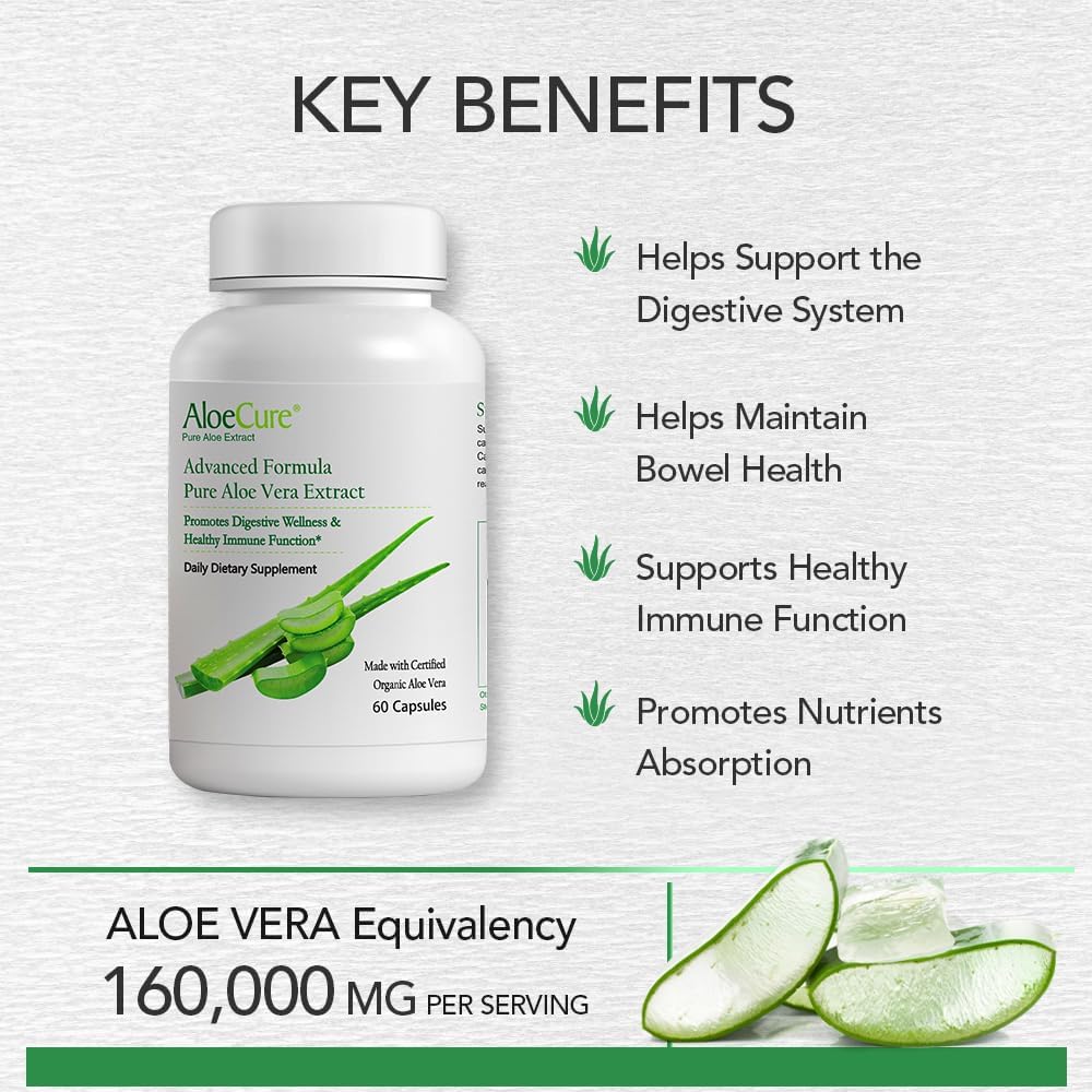Organic AloeCure Digestion Set - 5 Pack with Aloe Vera Juice and Capsules