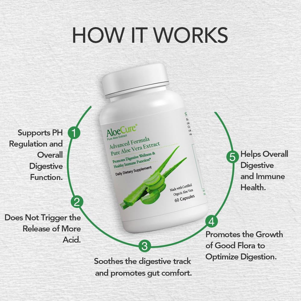 Organic AloeCure Digestion Set - 5 Pack with Aloe Vera Juice and Capsules