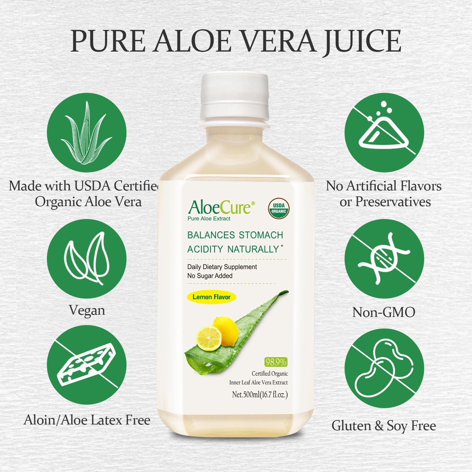 Organic AloeCure Digestion Set - 5 Pack with Aloe Vera Juice and Capsules